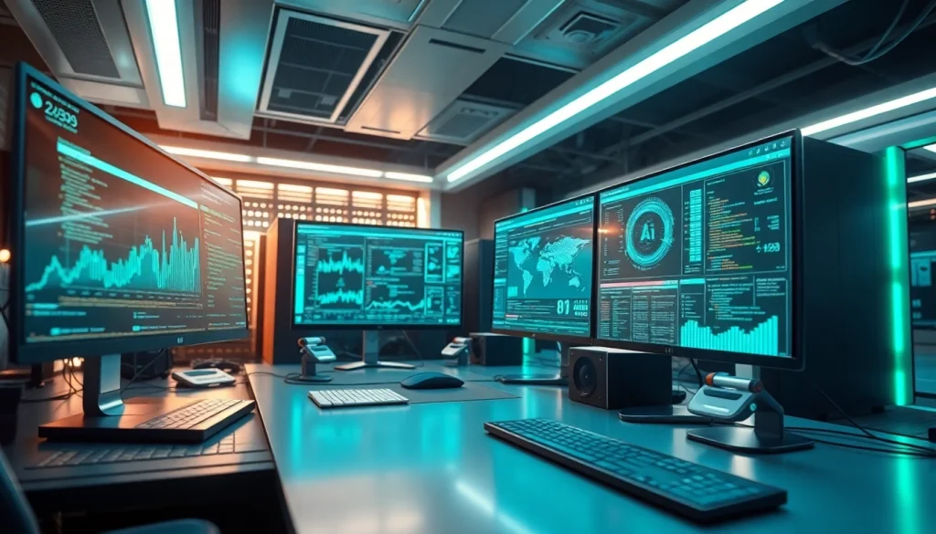 Gemini 3 Pro showcased in a modern tech workspace featuring advanced AI technology and interfaces.