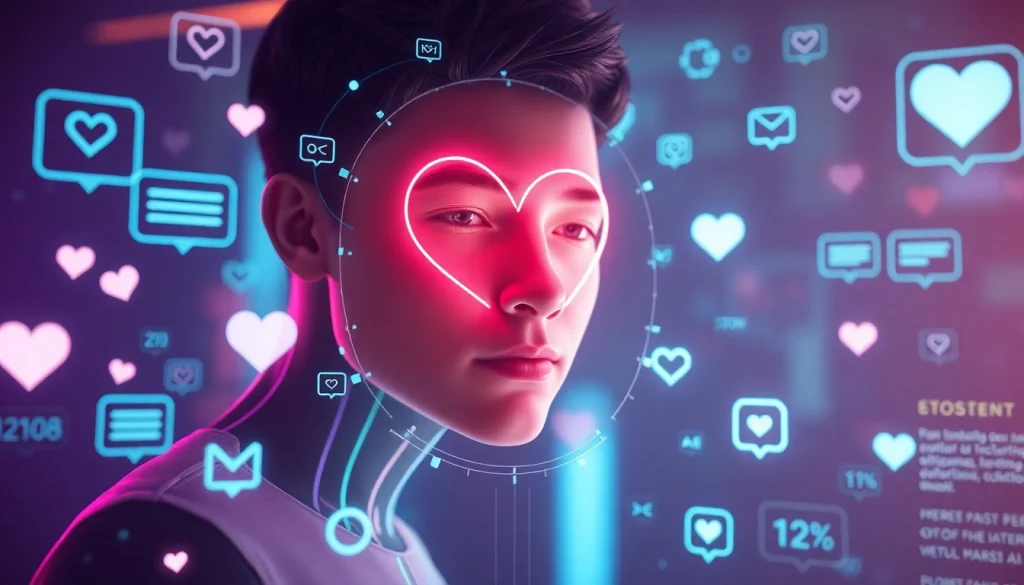 AI interaction on sexuality, showcasing innovative chat avatars in a warm, futuristic digital space focused on 'sex ai'.