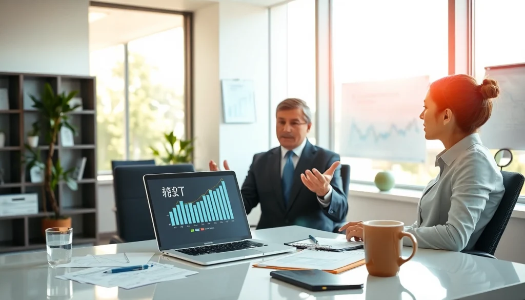 카드깡의 개념을 설명하는 전문 재무 상담사와 현대적인 사무실