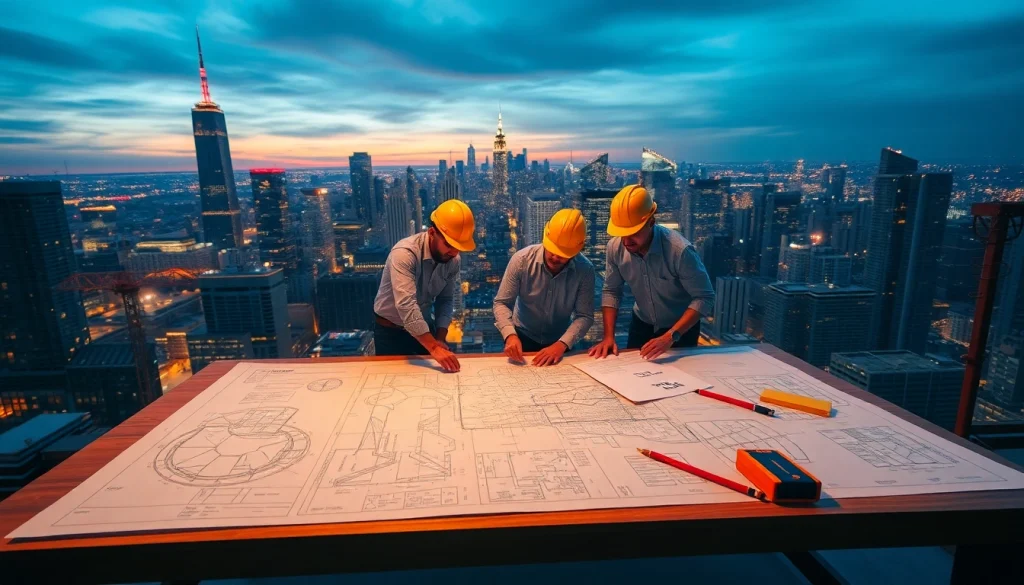 Manhattan Commercial General Contractor collaborating with a team on a building project.