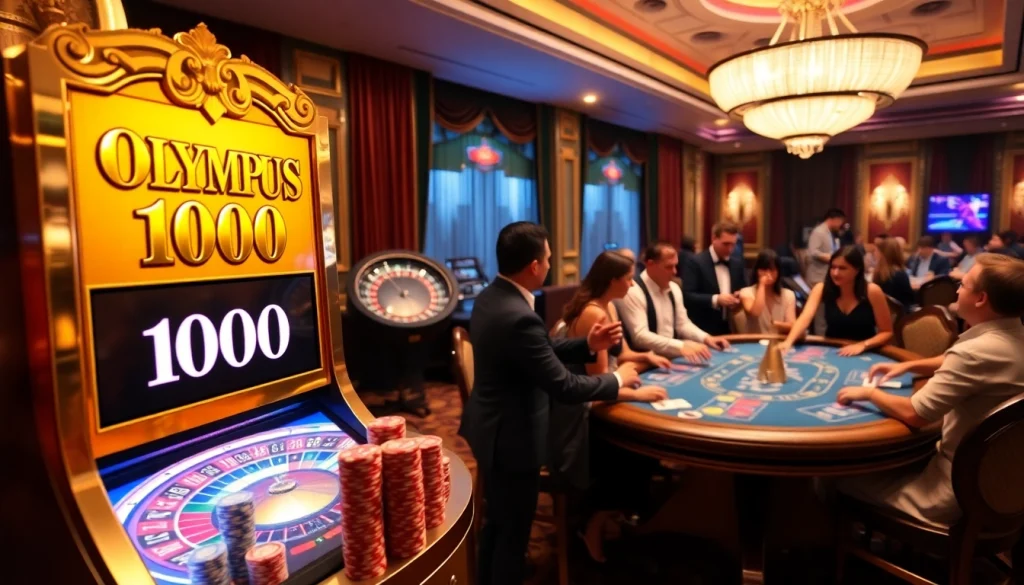 Experience the excitement of Olympus 1000 slot machines in a vibrant casino setting.