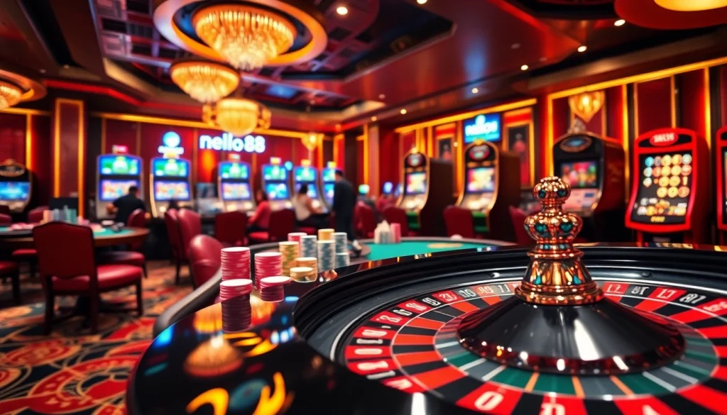 Experience the excitement of nhà cái hello88 with vibrant casino tables and engaging gameplay visuals.