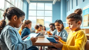 Engaged students learning through innovative education methods in a dynamic classroom setting.