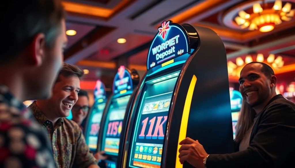 Menangkan slot deposit 1k dengan suasana kasino yang meriah dan penuh kegembiraan.