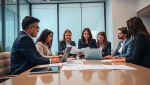 Professional team discussing Vat Services in UAE at a modern office.