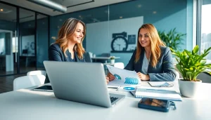 Marzena Owczarzak w mdoFinanse prezentująca lokalną wiedzę finansową Plus w nowoczesnym biurze.