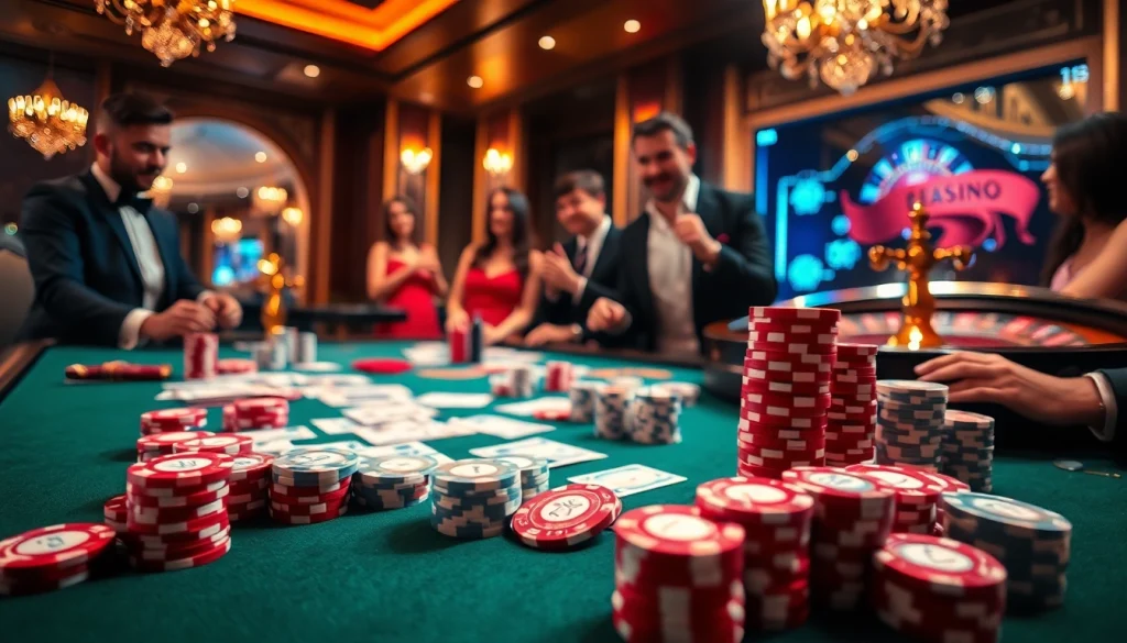 Profiter d'un poker à enjeux élevés dans un casino en ligne fiable, avec des jetons vibrants et une ambiance luxueuse.