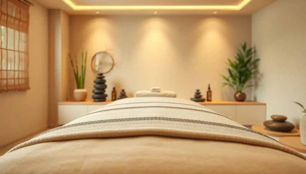 차분한 분위기와 매력적인 장식이 있는 1인샵 마사지 룸.