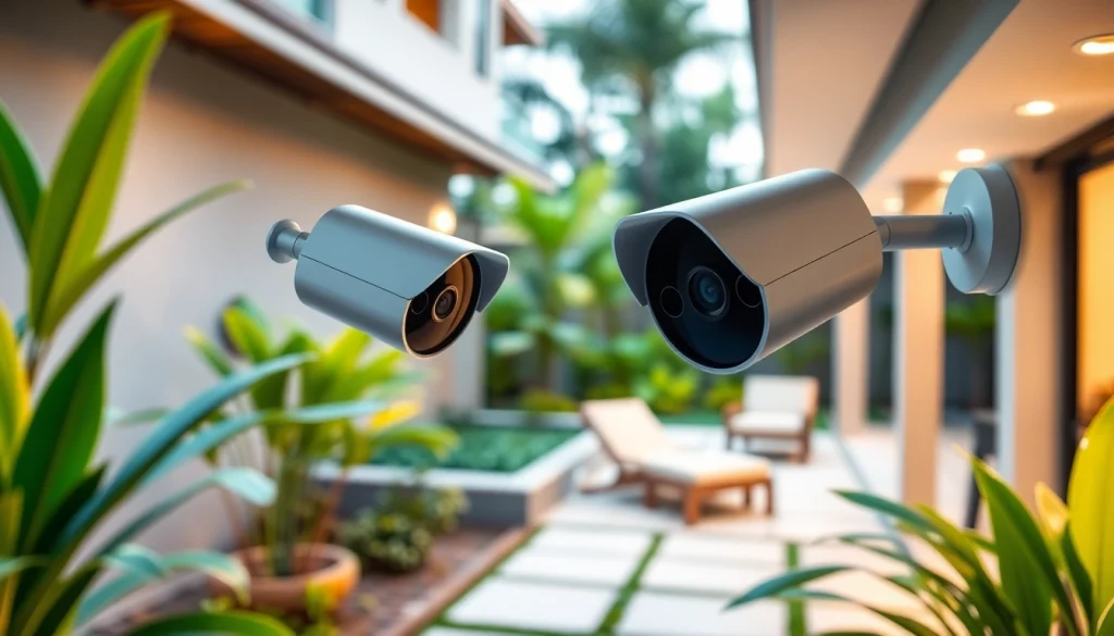 Cámaras de seguridad en Liberia instaladas en una casa costarricense, mostrando tecnología moderna y un entorno seguro.